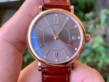Portofino 37mm RG V7F 1:1 Best Edition Gray Dial on Deep Brown Leather Strap