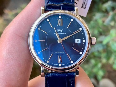 Portofino 37mm SS V7F 1:1 Best Edition Blue Dial on Blue Leather Strap
