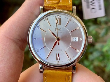 Portofino 37mm SS V7F 1:1 Best Edition White Dial on Light Brown Leather Strap