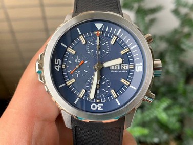 Aquatimer Chrono Bronze IW379503 1:1 Best Edition Blue Dial on Black Rubber Strap