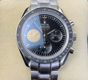 Speedmaster Apollo XI 40th Anniversary OMF 1:1 Best Edition Black Dial on SS Bracelet Manual Winding Chrono Movement