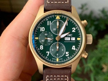 IWC Pilot Chrono Spitfire IW387902 Brz BR/LE Grn 7750