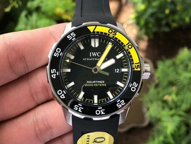 Aquatimer SS IW356802 1:1 Best Edition Black Dial on Black Rubber Strap