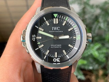 Aquatimer Chrono SS IW379503 1:1 Best Edition Black Dial on Black Rubber Strap