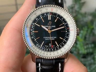 Navitimer 1 SS 41mm V7F 1:1 Best Edition White Bezel Black Dial on Black Leather