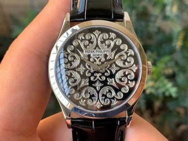 Calatrava 5088 SS FLF Best Edition Style 1 on Black Leather Strap A240 (Micro Rotor)