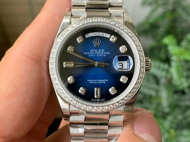 Rolex DayDate 36mm Dia Pres 904L SS/SS Blue/Diam 1:1 Best Edition Version