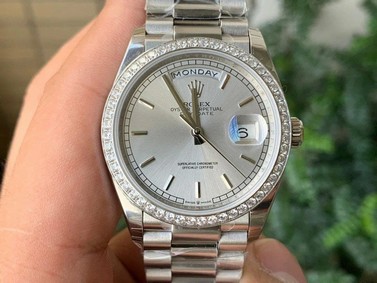 Rolex DayDate 36mm Dia Pres SS/SS Silv Wht Stk 1:1 Best Edition Version