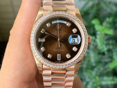Rolex DayDate 36mm Flt Pres 904L YG/YG G-Brown/Dia 1:1 Best Edition Version