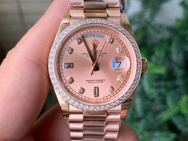 Rolex DayDate 36mm Flt Pres 904L RG/RG RG/Dia 1:1 Best Edition Version