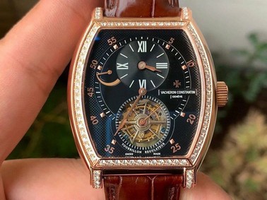 Malte Tourbillon SS Skeleton Black Dial Diamond on Brown Leather Strap 1:1 Best Edition Version