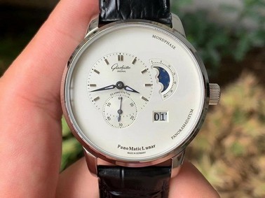 PanoMaticLunar SS TZF White Dial on Black Leather Strap A23J 1:1 Best Edition Version