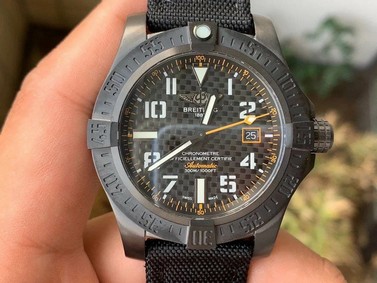 Avenger GMT 45mm DLC 1:1 Best Edition Titanium Case Black Dial on Black Rubber StrapV4