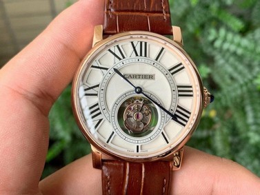 Rotonde Flying Tourbillon RG BLF Best Edition White Dial Bezel on Brown Leather Strap V2