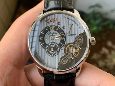 PanoInverse 42mm SS TZF Best Edition Black Dial on Black Leather Strap A23J