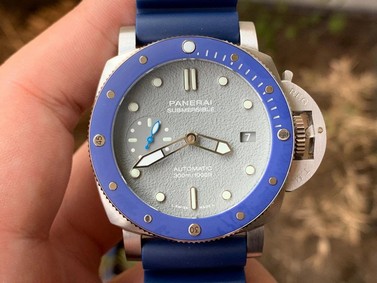 PAM959 42mm VSF Best Edition Blue Ceramic Bezel Gray Dial on Blue Rubber Strap P.9010 Clone