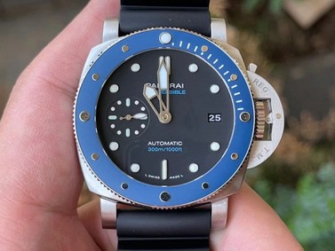 PAM1209 Luminor Submersible 42mm Blue Ceramic Bezel VSF 1:1 Best Edition on Black Rubber Strap AXXXIV