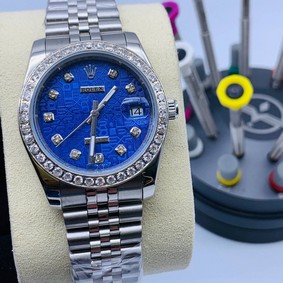 Rolex Day Just 36mm Blue Dial Diamond High Version