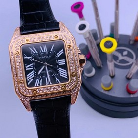 Cartier De Santos Classic Diamond Black Dial High Version