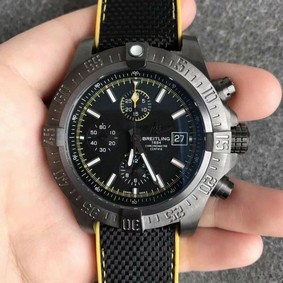 Avenger II Seawolf Chronograph PVD Plated Titanium Black Dial on Black Nylon Strap 45mm