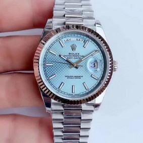 Rolex DayDate 40mm 904L Flt SS/SS S-Blu Tif Strp Stk GMF