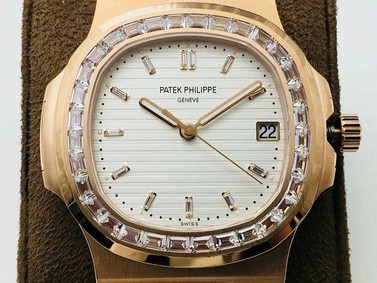 Nautilus Jumbo 5711 PF 1:1 Best Edition White Textured Dial Diamonds Bezel on SS Bracelet A324