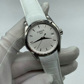 Tissot Classic White Dial on White Leather Strap