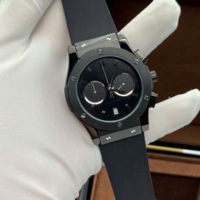 Hublor Black Chrono Hight Version on Black Leather Strap