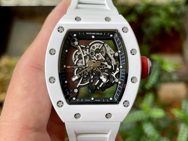 Richard Mille 055 RM055 White Ceramic on Red Rubber Strap