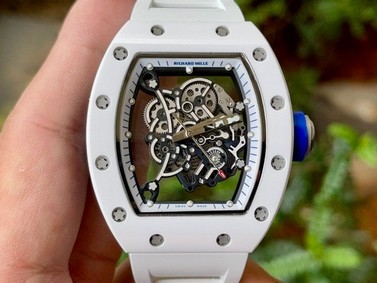 Richard Mille 055 RM055 White Ceramic on Red Rubber Strap