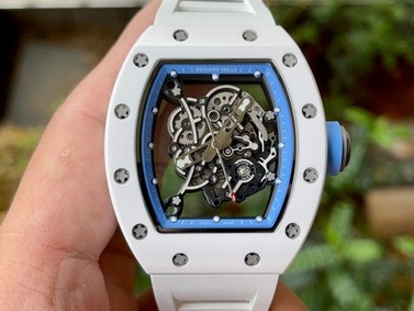 Richard Mille 055 RM055 White Ceramic on Red Rubber Strap