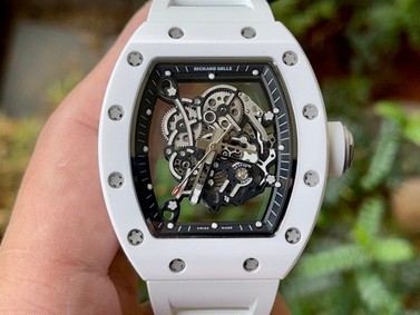 Richard Mille 055 RM055 White Ceramic on Red Rubber Strap