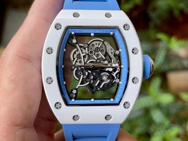 Richard Mille 055 RM055 White Ceramic on Red Rubber Strap