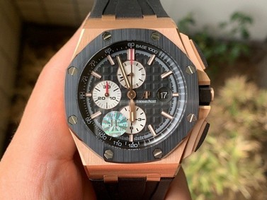 Royal Oak Offshore 44mm RG Updated Black Ceramic Bezel JF 1:1 Best Edition on Rubber Strap A3126
