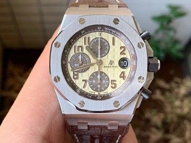 Royal Oak Offshore Safari 2014 JF on Brown Leather Strap A3126 V2 w/ Cyclops and DW Mod